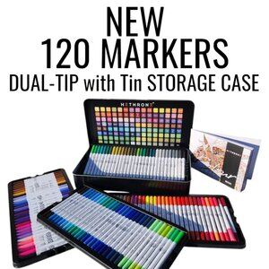 NEW 120 Colors Art Supplies Brush Markers Pens for Adult Coloring Books School D